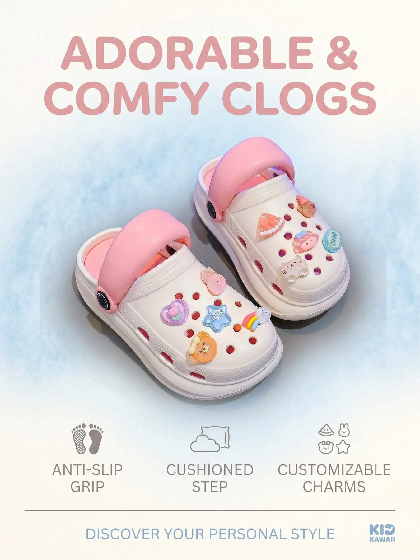 Girls' Cute Heart Pattern EVA Sandals, Summer Outdoor & Indoor Versatile Fashion Sandals, Comfortable Anti-Slip Beach Slippers for Kids