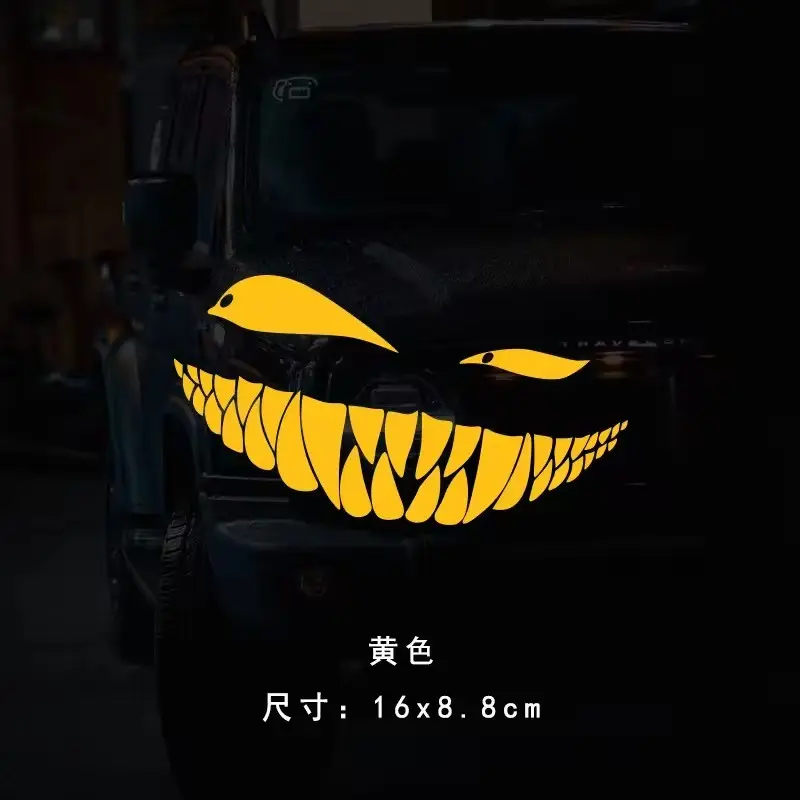 Funny Car Sticker, Cute Slanted Eye Evil Smile Design, Waterproof Vinyl Decoration, Suitable for Motorcycles and Cars, Unique Body Shape Decor, Car Decorations