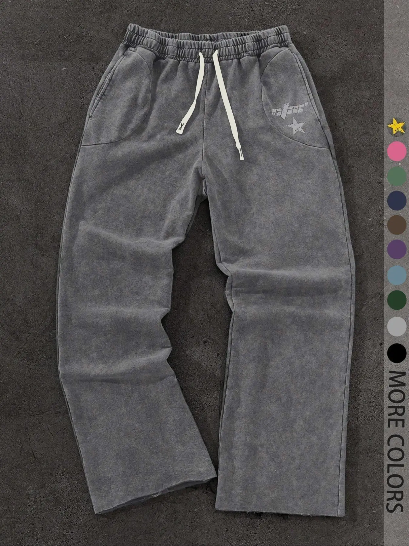 Men's Vintage Cotton Fabric Sweatpants, Loose-Fit Elastic Waist Knit Pants, Casual Fashion Washed Bottoms for Daily Wear, Streetwear