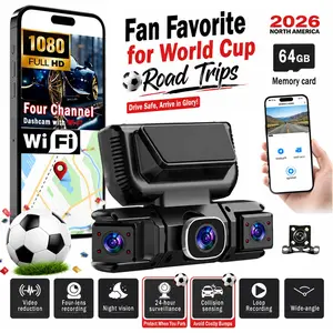 1080P HD Four-Channel Car Dvr with WiFi, HD Automotive Dashcam, Dash Cam for Car, Automotive Dvr Camera, Night Vision, Emergency Lock, Free Memory Card Included, Multi-Functional Driving Recorder