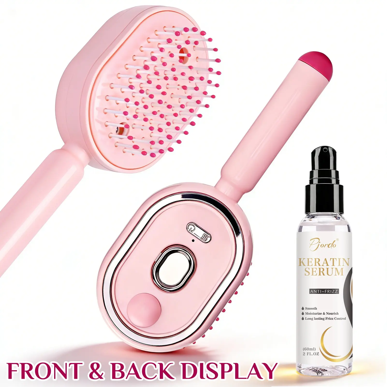 Spray Massage Comb + Hair KeratinSerum 60ML, Anti-Static Ion Smooth Comb, Essential Oil Mist Hair Care, Repair Frizzy Hair, Perfect Gift