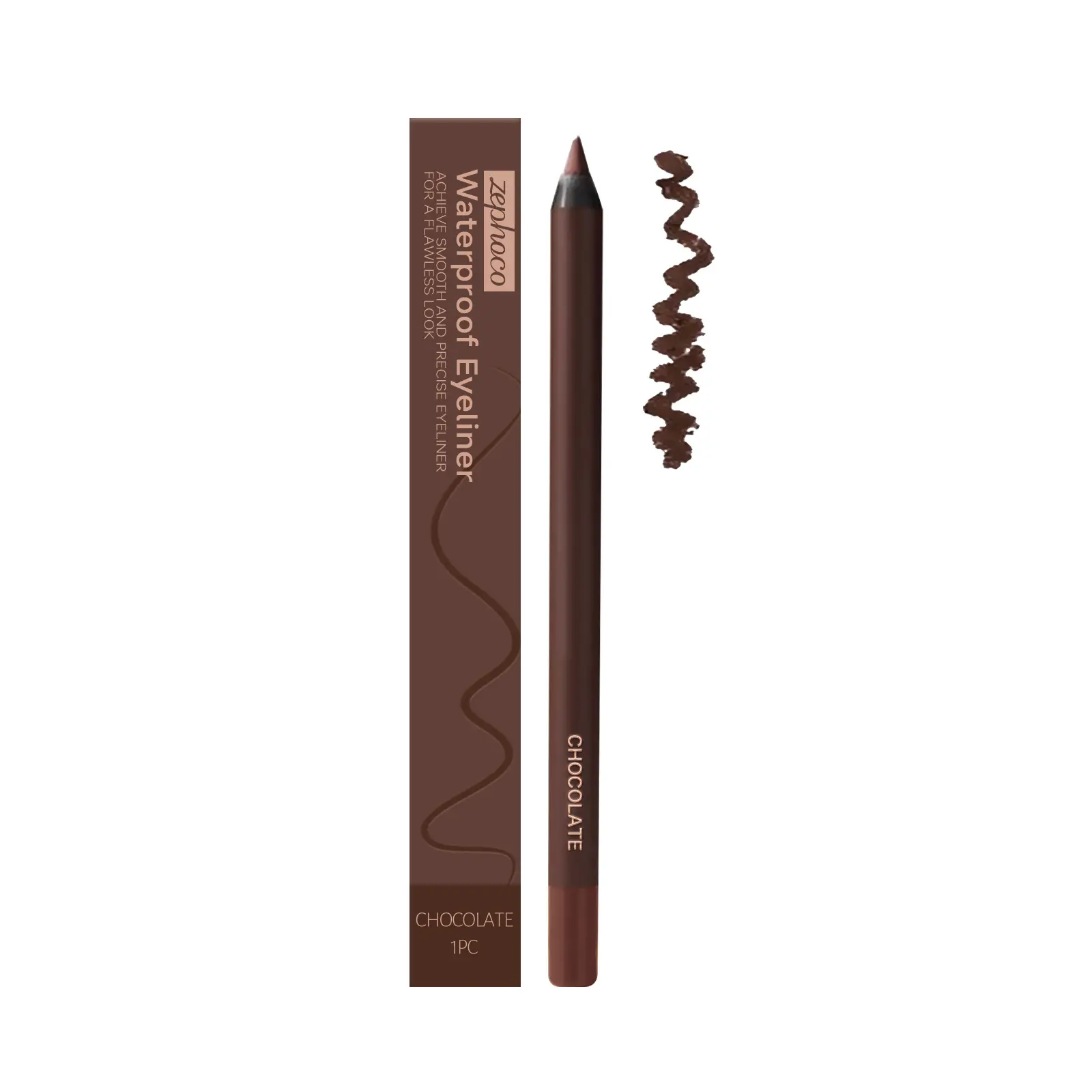 ZEPHCO Chocolate Cream Eyeliner Pencil, Cosmetic with Storage Design, Gentle Smooth Glide, Smudge-Resistant for Daily Use, Easy to Blend, Moisture