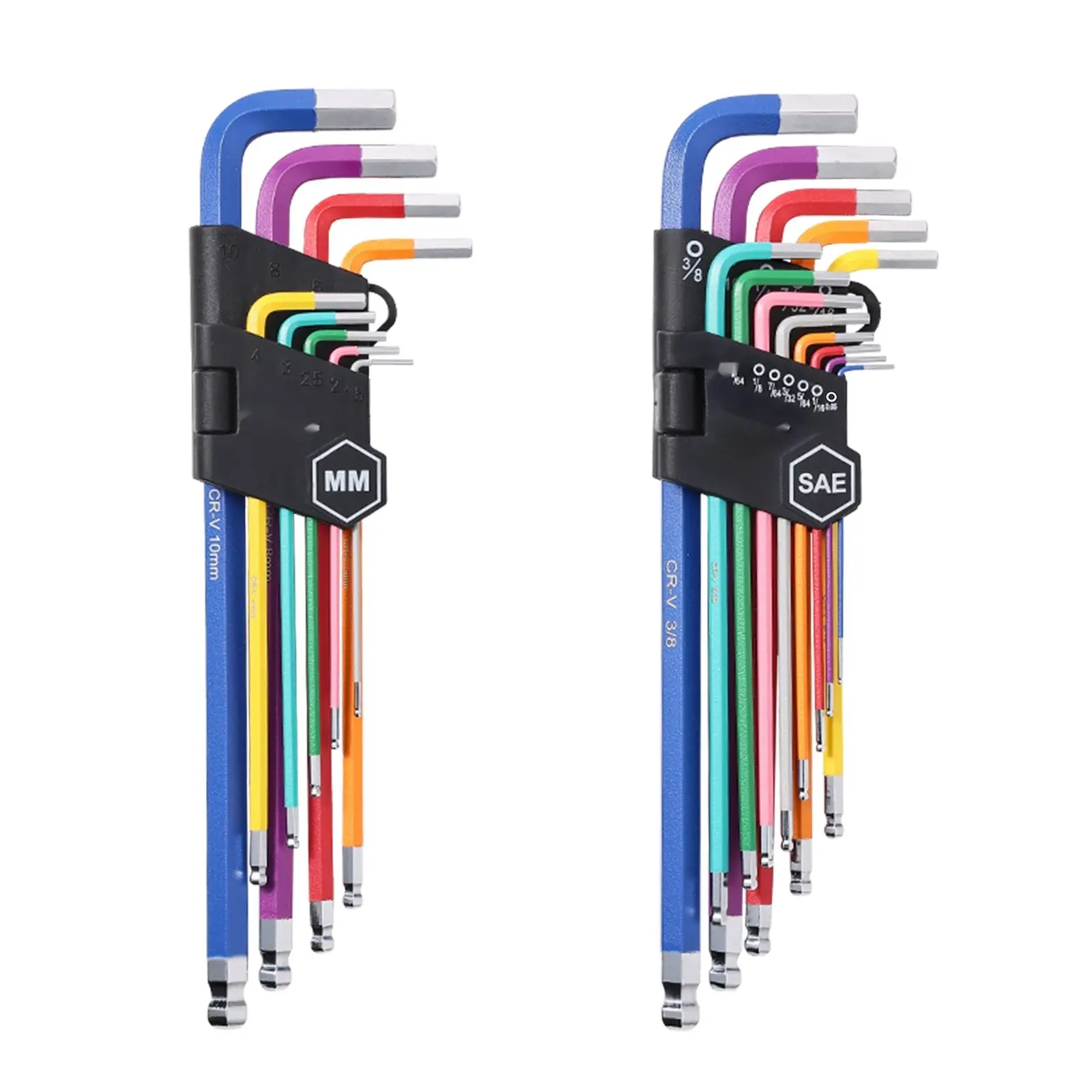 22-Piece Metric/SAE Long Arm Ball End Hex Key Allen Wrench Set - CR-V Alloy Steel Construction, Long Reach Tools for Professional Mechanical Work, Automotive Machinery Repair & Assembly, Mechanic, Tools For Mechanics