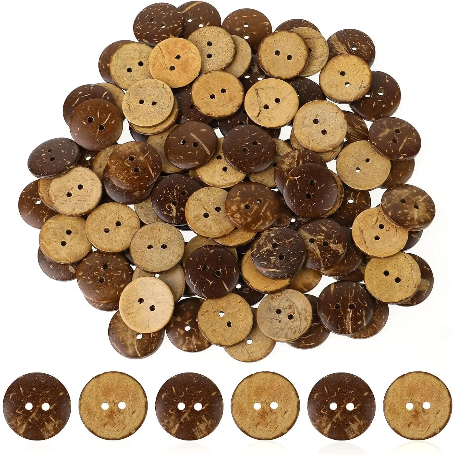 100 count  Coconut Shell Buttons Sewing Buttons 2 Hole Big Buttons, 3/4 Inch Brown Wooden Buttons for Crafts Sewing, Shirt, Clothing , Buttons Crochet Projects Crafts Decoration