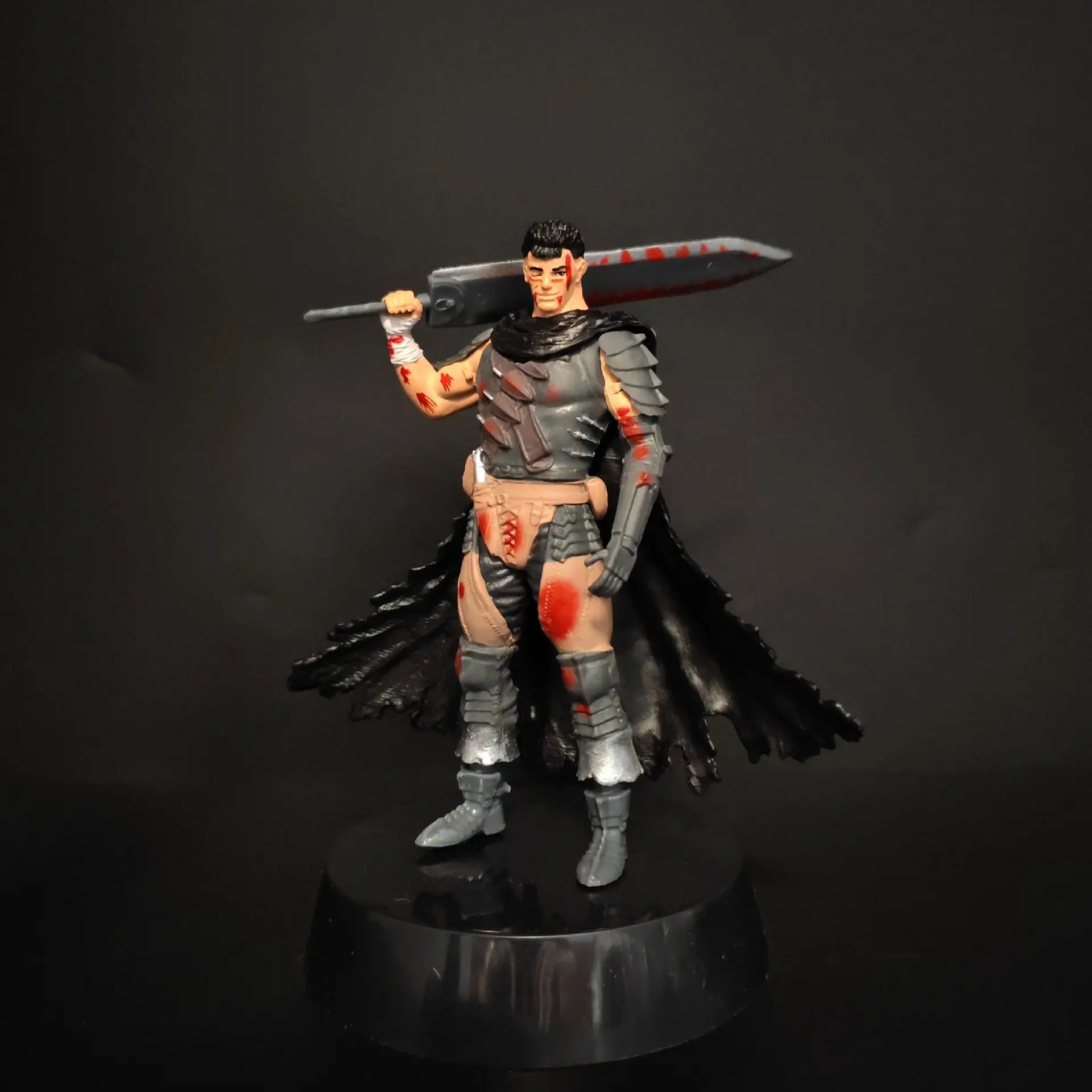 Berserk Guts Swordsman War Damaged Blood Effects Version Desktop Handmade Model Figure, Collectible Anime Merchandise, Unique Decorative Piece