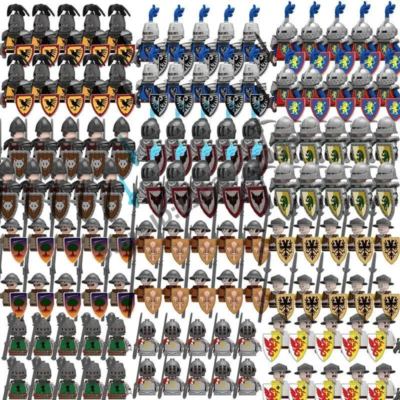 Medieval Action Figures Building Block Castle Militia Knights Templar Roman Infantry Soldier Crusader Sparta Warriors Brick