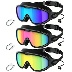 Swim Goggles 3 Pack, Wide View Anti Fog & UV Protection, No Leak Design, Essential Pool & Beach Gear for Adults, Men & Women