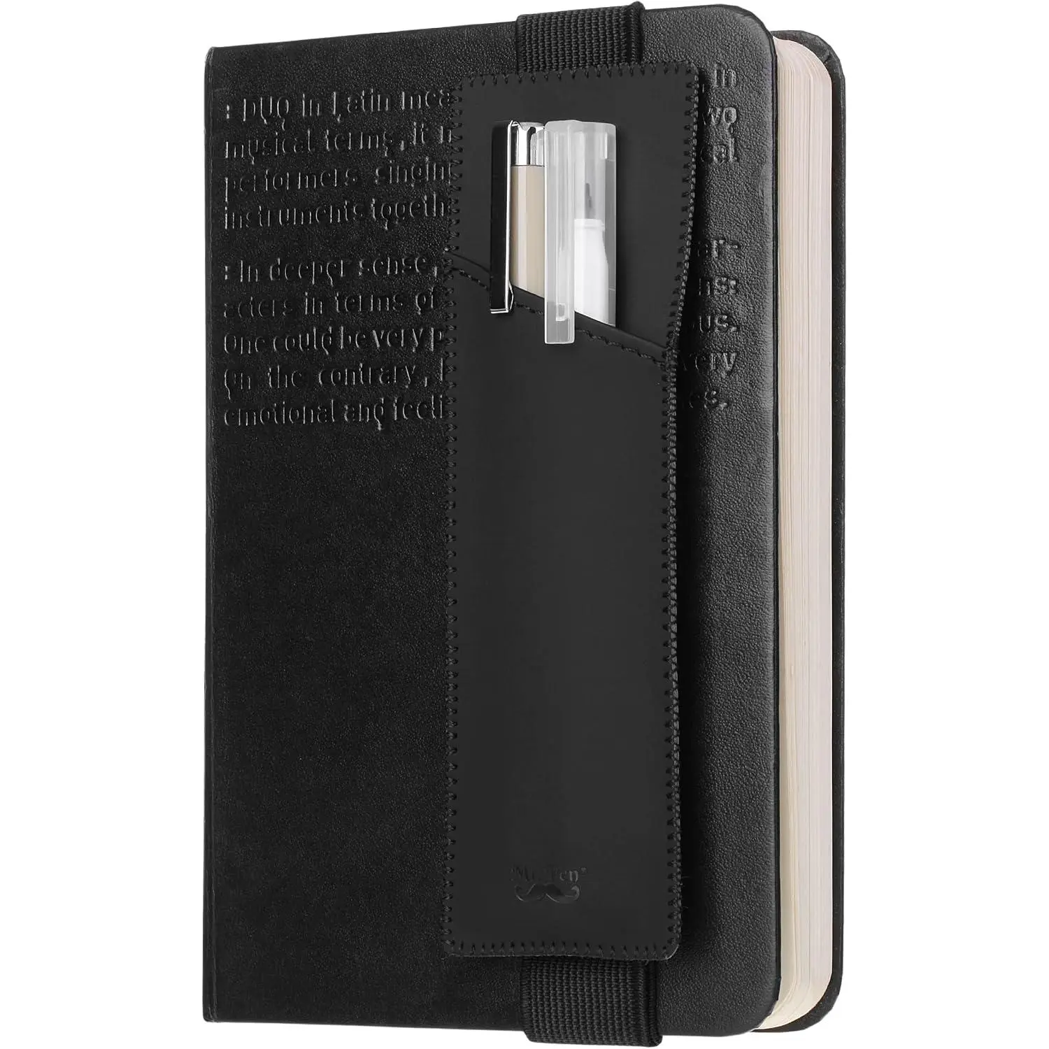 Adjustable PU Leather Slim Elastic Strap Notebook Holder with Bookmarking Function, Desk Organizer for Computers & Office Supplies