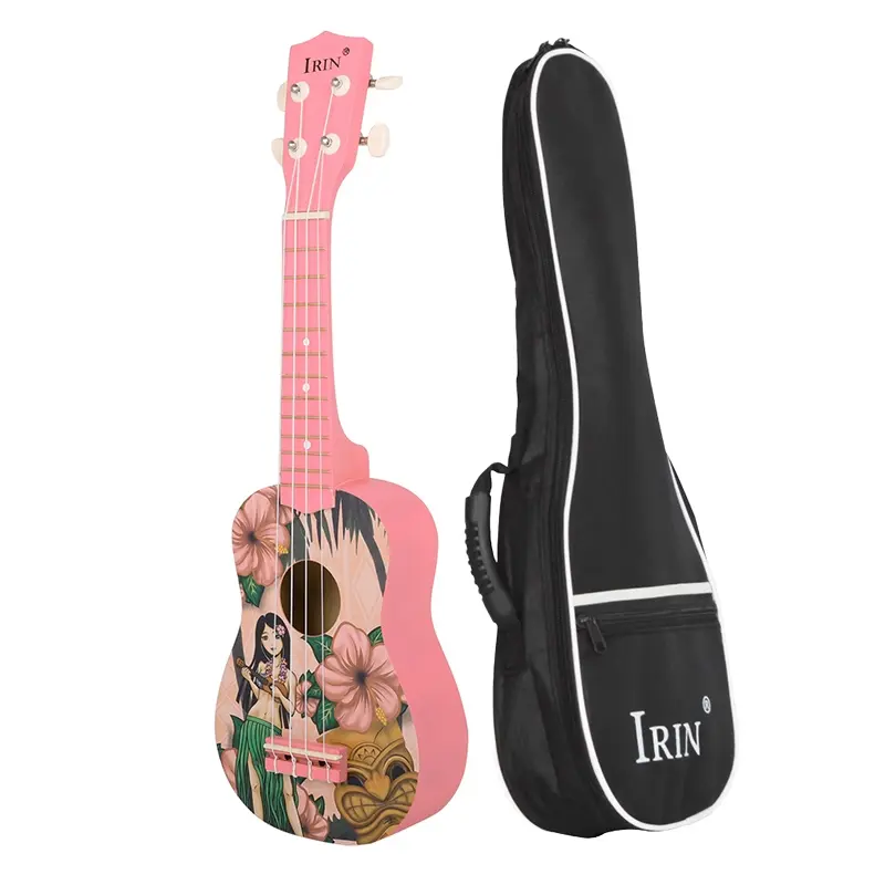 IRIN 21 Inch Pink Soprano Ukulele, Basswood 4 String Hawaiian Guitar, Rich Wind Sound, Bright Tone, Cute Playful Lightweight Accessible Ukelele for Beginners Teens Adults, Ideal Christmas Birthday Gift for Music Lovers