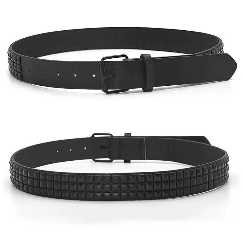 Pyramid Studded Punk Belt - Men & Women's Rivet Waistband With Pin Buckle Rock Gothic Fashion Accessory 
