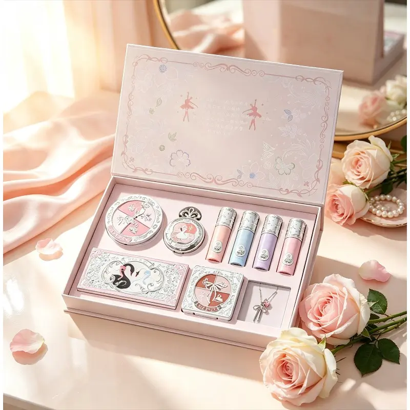 NICEKEY Pink Ballet‑Style Makeup Gift Set, Combination of Lip Mud, Blush Powder & 10‑Color Eyeshadow Palette, Full‑Set Beginner Beauty Gift Kit