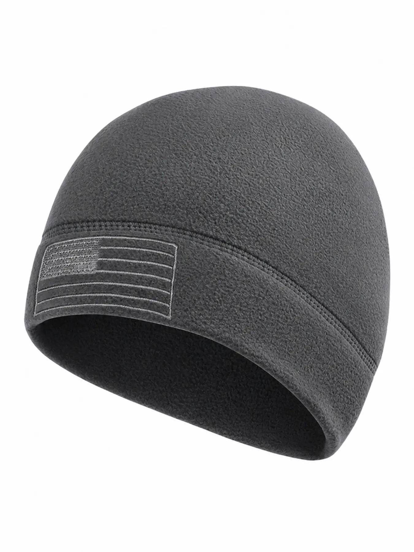 Tactical Fleece Beanie for Men American Flag Embroidered Winter Warm Watch Cap Soft Windproof Skull Cap for Hunting Fishing Outdoor Polyester Outdoor Headwear