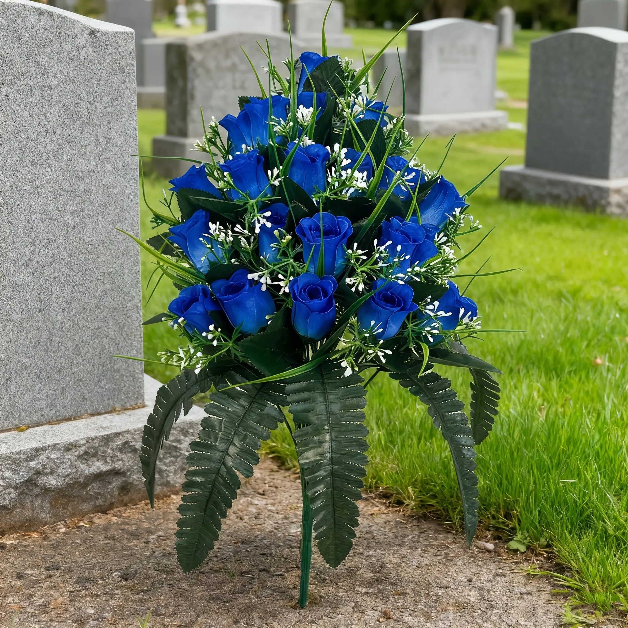 1pc 24 Artificial Plastic Rose Bouquet, Home Decoration Bouquets, Ideal for All Seasons and Festive Decorations, Perfect for Funeral and Cemetery Decoration