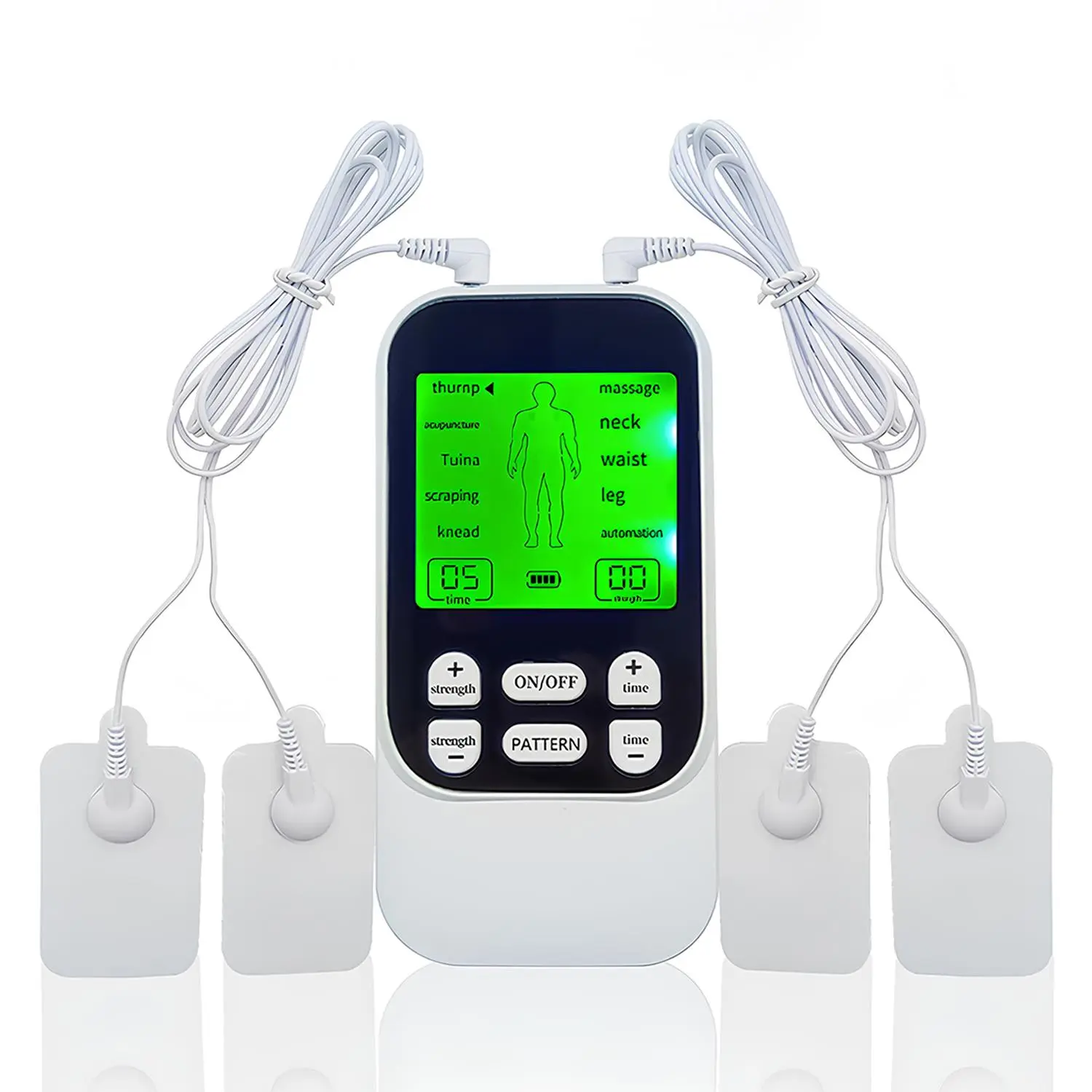 Rechargeable Dual Port TENS-EMS Pulse Massager with Customizable 8 Modes, 4 Pads, Large LCD Screen, Portable Home Physiotherapy Device for Neck, Shoulder, Back Pain Relief