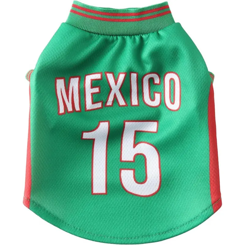 Mexican Football Pet Dog Sweatshirt, Summer Breathable Mesh Fabric, Lightweight Football Team Jersey Casual Wear, Suitable for Small Dogs and Huskies, Husky Clothes, Green, Medium