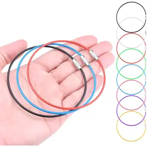 10" Large Wire Key Chain Rings Big Cable Keychain 2mm Stainless Steel Wire Luggage Tag Loops Car Keyrings Women Bracelets Beads