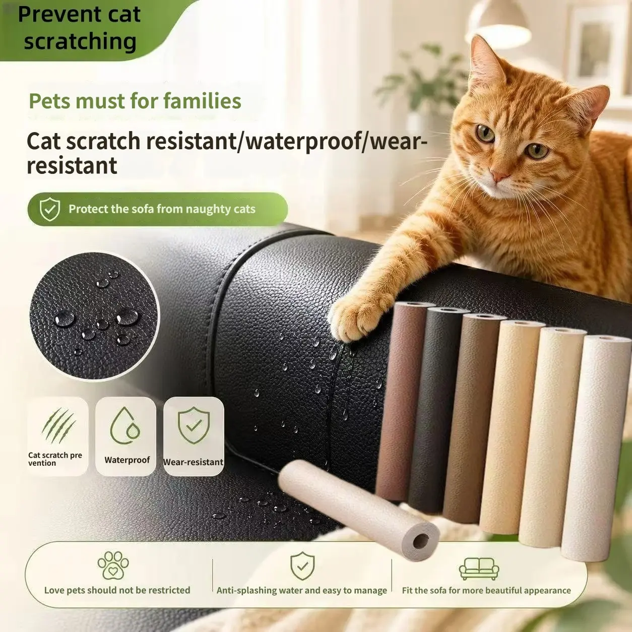 Double-Sided Waterproof Cat Scratch Sofa Pad, Pet Dog Urine Barrier, Anti-Scratch, Non-Shedding, Slip-Resistant, Oilskin Material