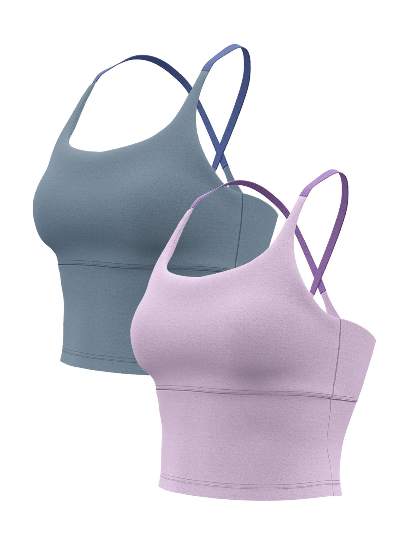 Sporty Women's Plain Criss Cross Sports Bra, Comfort and Durability Sports Crop Cami Top, Ladies Sportswear for Indoor Outdoor Wear, Gym Clothes, Workout Bras, Strappy Sports Bras, Exercise Bra, Stretch Sports Bra