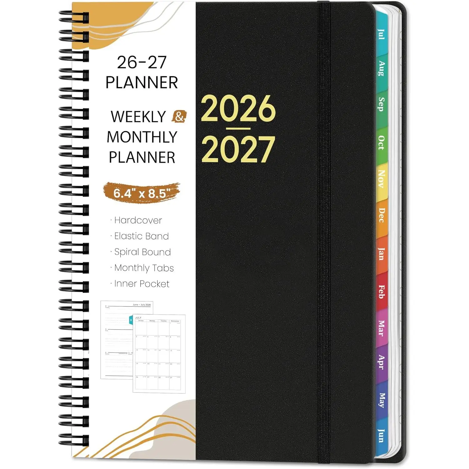 Planner 2026-2027 - Planner 2026-2027 Weekly and Monthly from Jul. 2026 - Jun. 2027, Academic Planners with Pocket and Tabs, 8.5" x 6.4"