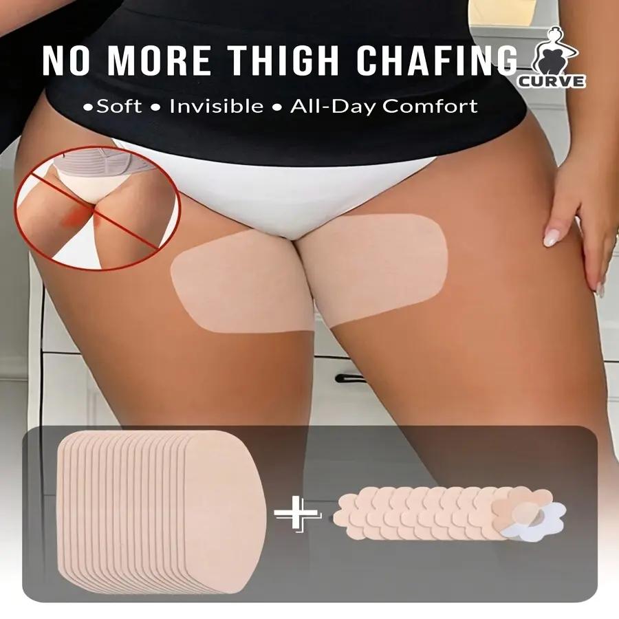 20pcs Disposable Non-Woven Thigh Friction Pads + 10pcs Breast Pads, Soft Breathable, Sweat-Proof, Invisible, Unisex, Summer Outdoor Travel Running Hiking Fitness Daily Wear