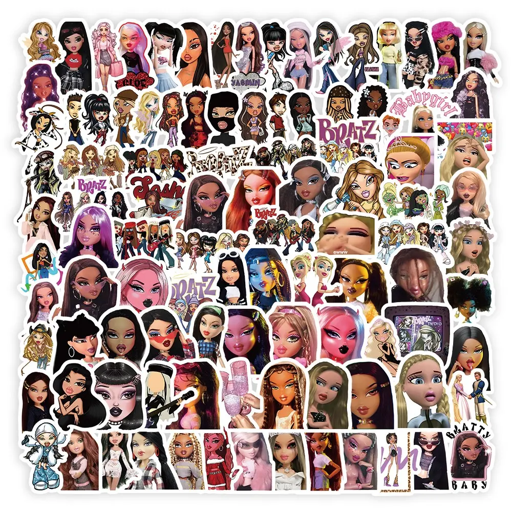 Bratz Stickers Y2K Millennium Style, 100 Unique Waterproof Scratch-Resistant Phone Case Decorations, Trendy Girlie Decals, Decal Set, Accessories, Decorative Stickers