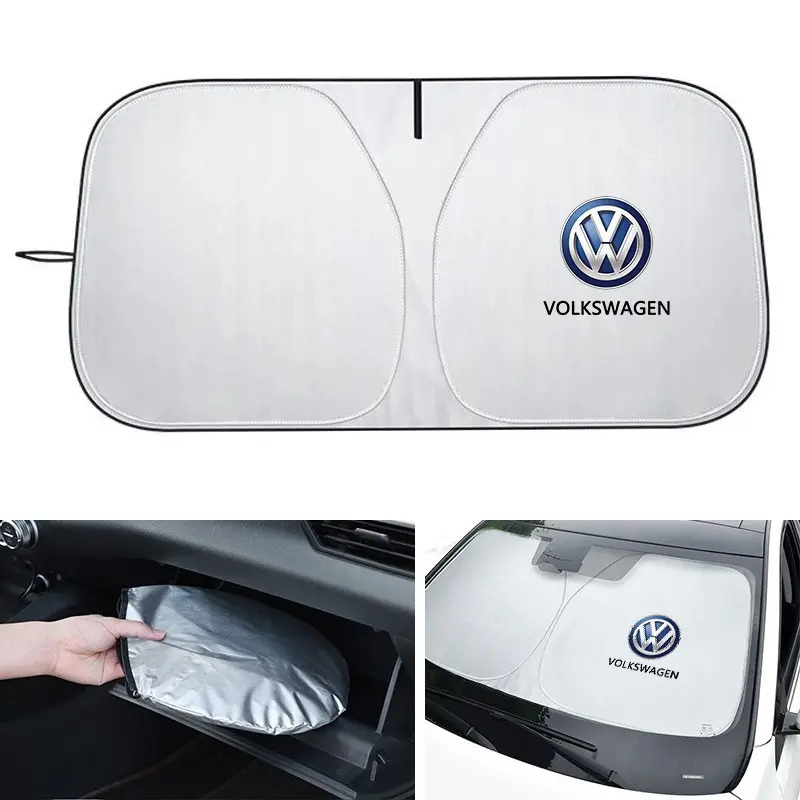 Foldable Car Sunshade Cover, UV Protection Shield, Silver Color, UV Resistant, for Volkswagen Models, Front Windshield Protector