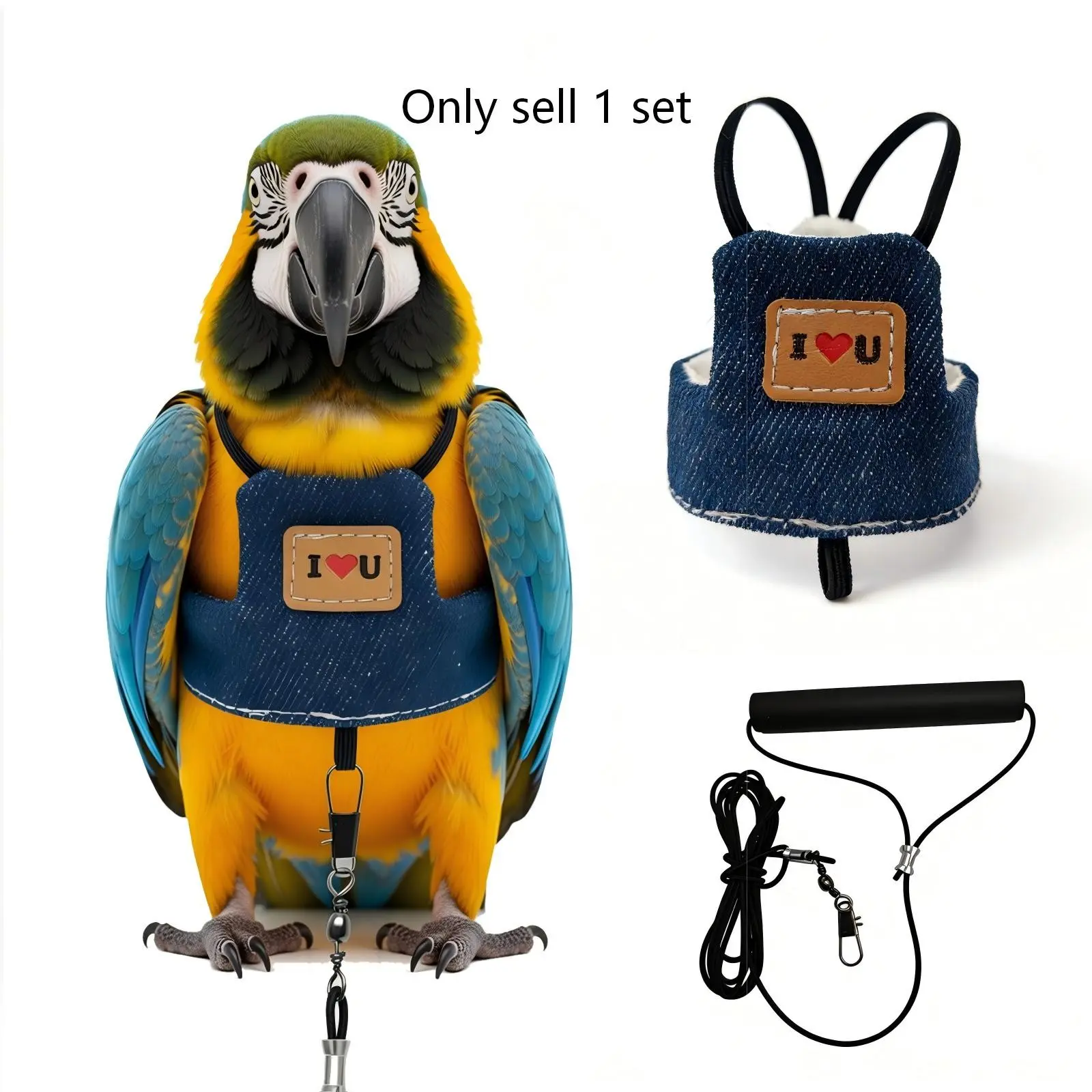 Parrot Outdoor Leash Flying Rope, Anti-Loss Flight Suit, Suitable for Pygmy, Tiger Skin, Peony Parrots, Secure and Comfortable
