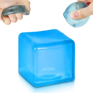 5cm(1.98") Medium Pocket-Sized Slow Rebound Ice Cube Squishy Fidgets, Blue Unisex Stress Relief Fidget Toy for Adults, Office Desk Home Supply Gift