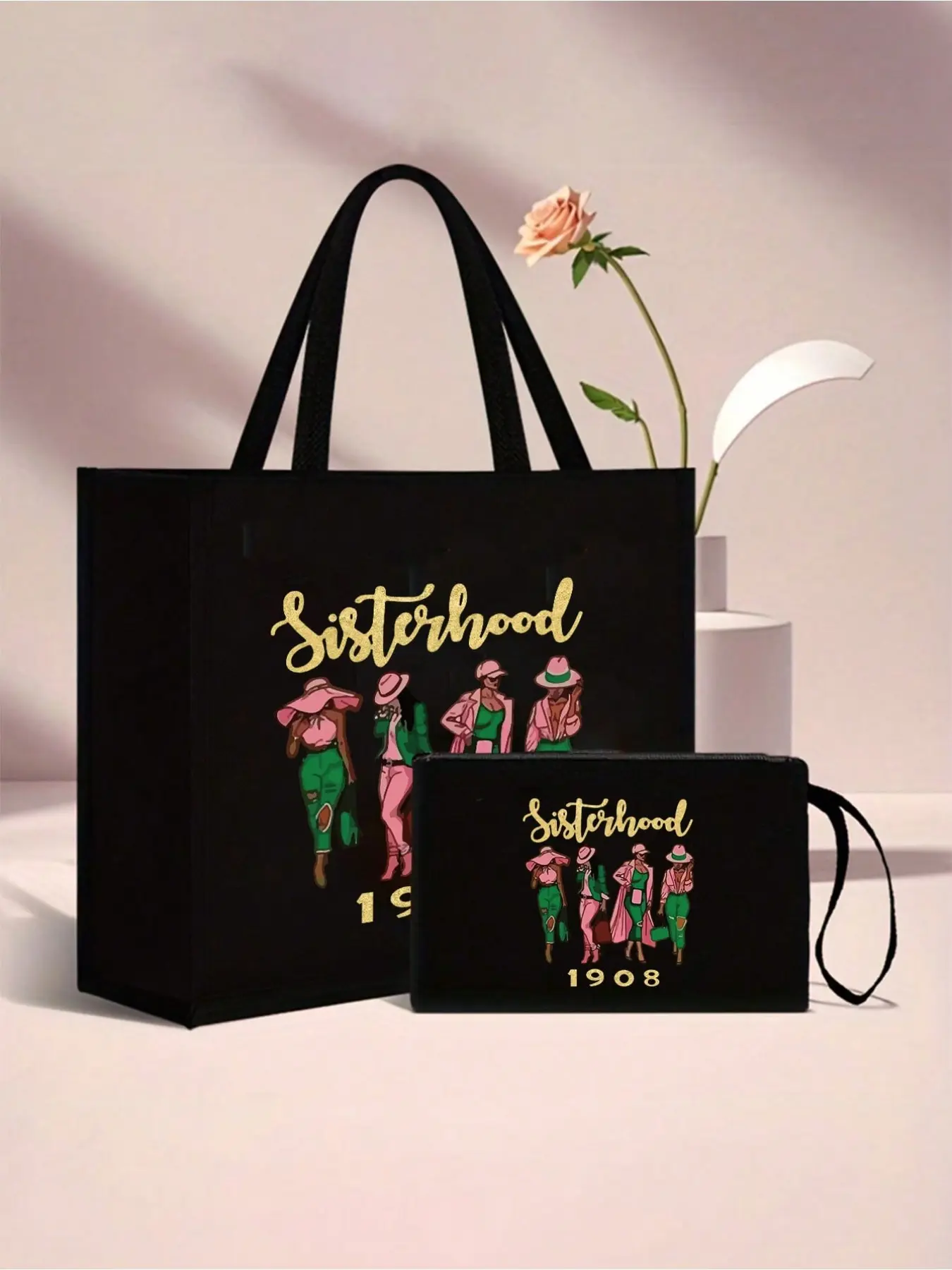 Sisterhood 1913 Classic Large Capacity Handbag, Women's Multifunctional Commute Bag, Sisterly Love Print, Lightweight Travel Beach Bag