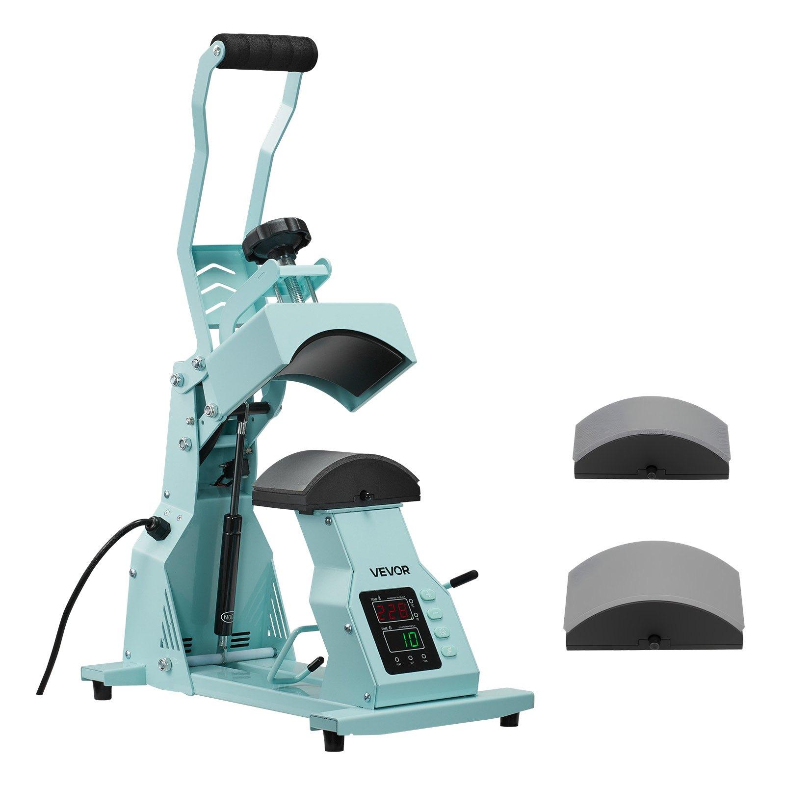 VEVOR Hat Heat Press Machine, with 2pcs Interchangeable Platens, Precise Temperature and Time Control, Hat Press for HTV Iron On and Sublimation Projects, for Caps, Headbands, Cuffs, Face Masks, Gree