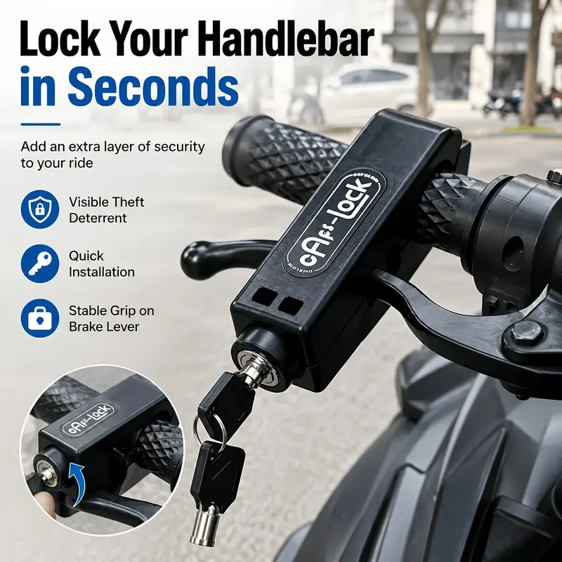 Anti-theft handlebar lock set (includes 2 keys), motorcycle combination lock - anti-theft ABS throttle lock, suitable for keyless systems on motorcycles, ATVs, scooters, and off-road motorcycles, easy to install and remove