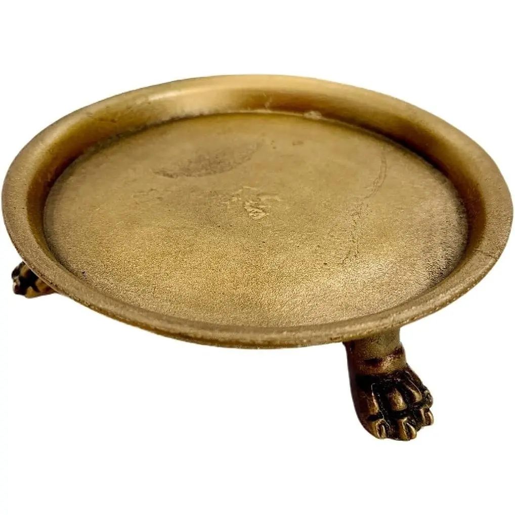 100% Solid Brass Clawfoot Candle Dish - Pedestal Dish - Candle Holder - Jewelry Holder - Perfect for Wax Candles, Rings, and Trinkets
