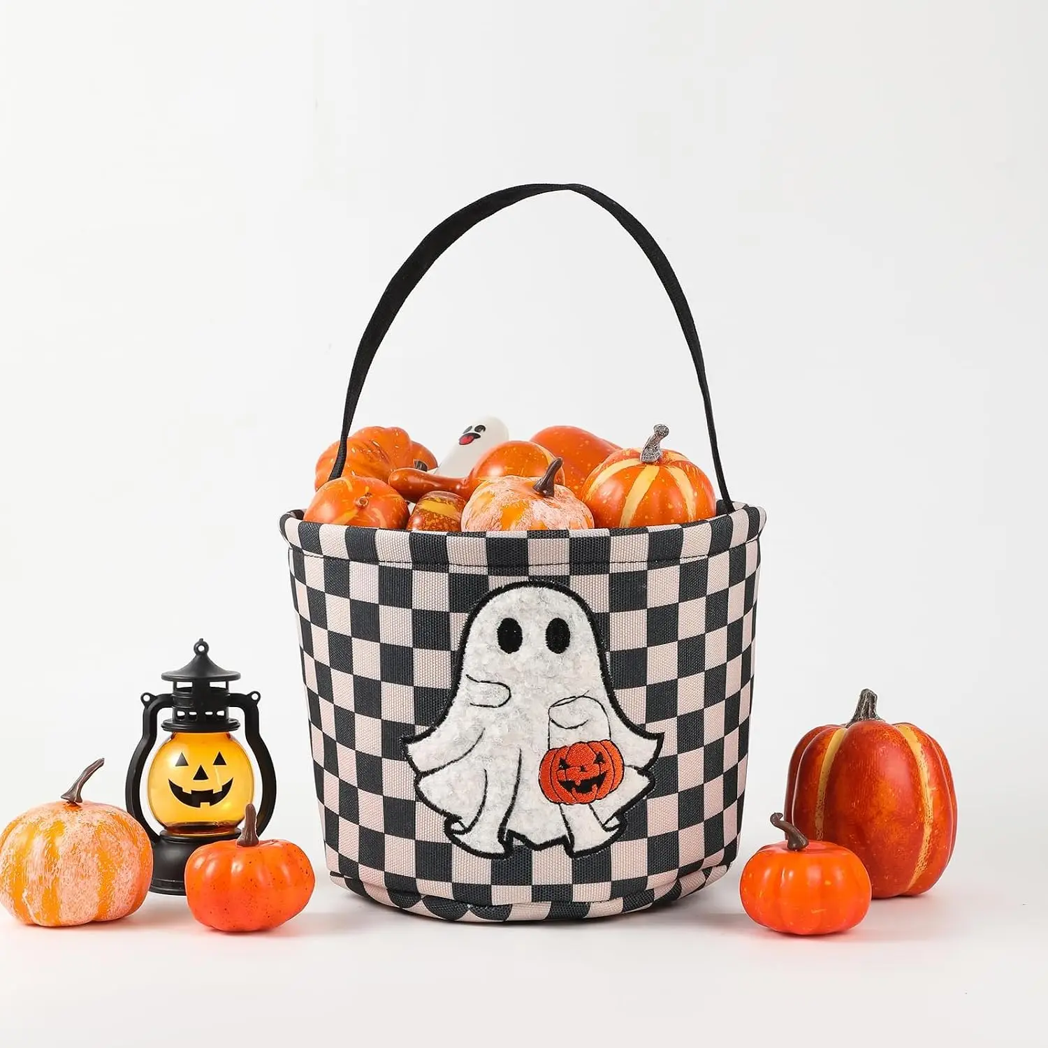 Halloween Bucket, Trick or  Basket for  Girl Boy Halloween Candy Bucket  Basket Canvas Pumpkin Buckets Spooky Boo Baskets Candy Bags Pumpkin Baskets for Party Favor Decorations, Black