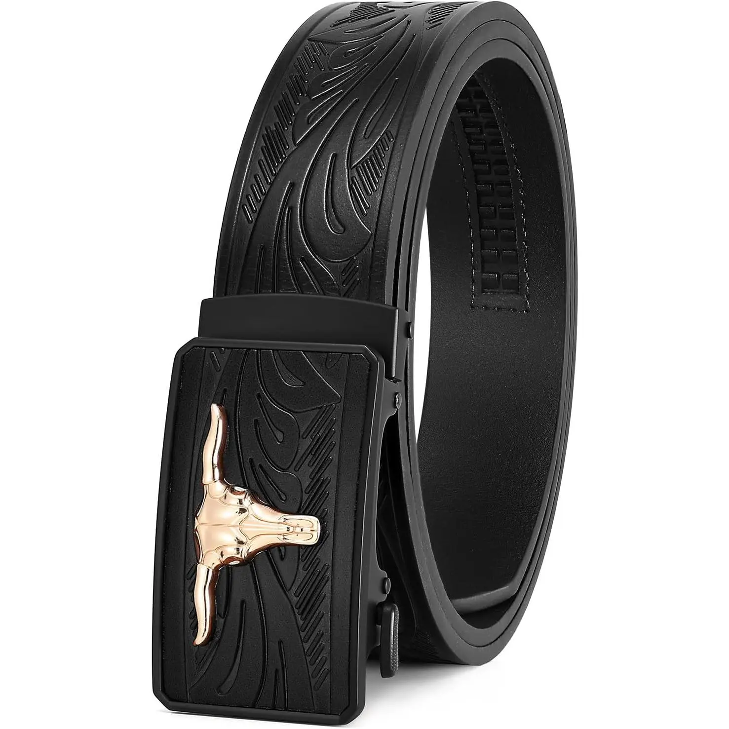Ratchet Belts for Men Leather Cowboy Belts for Men with Automatic  Buckle for Jeans Mens Present (35mm)