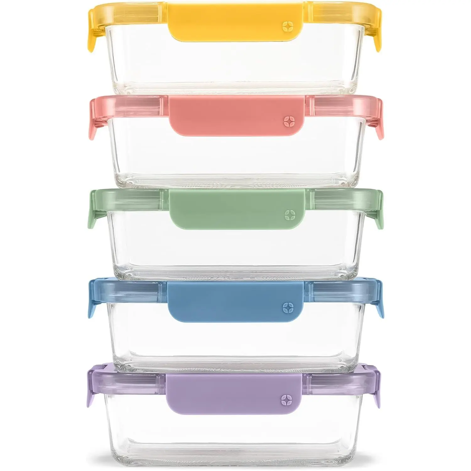 3.4 Cup Glass Meal Prep Containers & Lids, 5 Pack