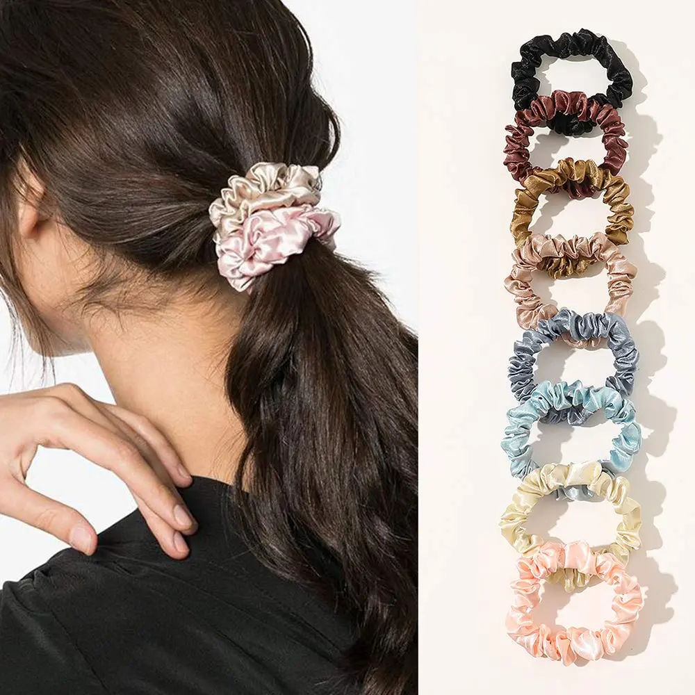 Scrunchies Silk Satin Hair Ties - Elestics Ponytail Holder Hair Bands Small Scrunchy For Thick  Hair No Crease Hair Ties Accessories Soft Ropes No Hurt Your Hair for Women and Girls