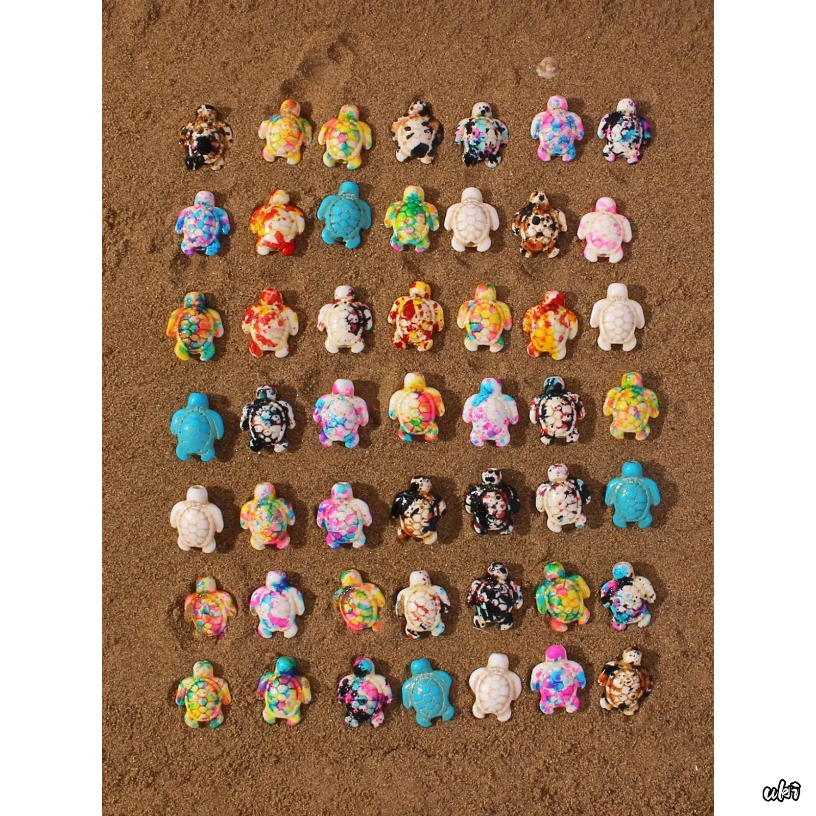 50 Pcs Mixed Natural Stone Turtle-Shaped Bead Charms, Marine Ocean Life DIY Bag Accessories, Beading Supplies Jewelry Beaded Making Kit for Handmade Jewelry & Custom Handicraft Projects