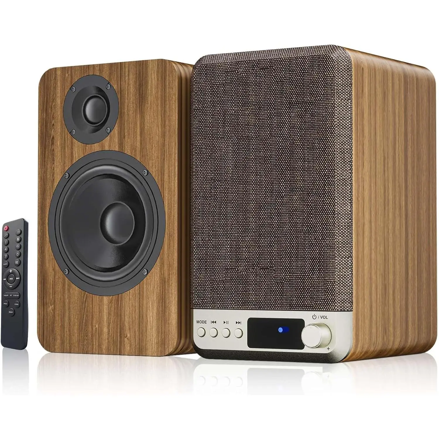 Bookshelf Speakers, 60W  Record Player Speakers with 3.5 Inch Woofer, Turntable Speakers with AUX//BT Input,  Stereo Speakers Wired for Vinyl Player Desktop PC