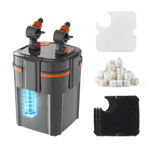 VEVOR 224.5GPH Canister Filter, 2-Stage External Aquarium Filter with Timed Light, Powerful Pump, Water Circulation Cleaning with Media for Large Fish Tanks Aquariums Up to 55 Gallons, Freshwater