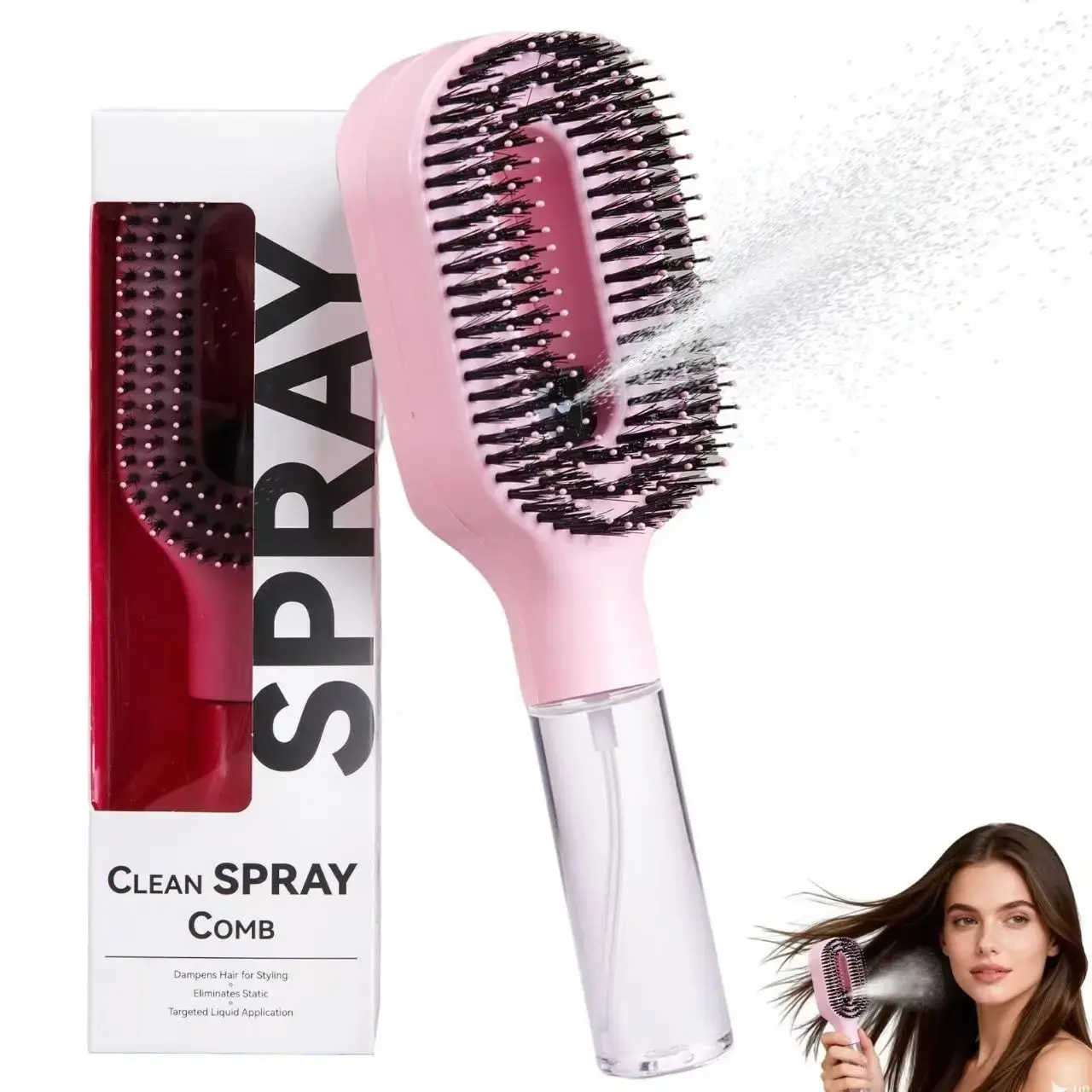 ✨2-in-1 Spray Styling Comb｜Wet & Dry Hair Detangler, Anti-Static Scalp Massage Tool, Detangling Comb for Curly and Straight Hair, Detangler Combs