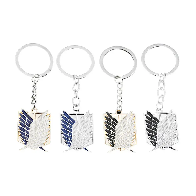 1/4Pcs Attack on Titan Wings of Freedom Keychain, Anime Survey Corps Style, Gold-Plated Enamel Metal Key Ring, Car & Backpack Ornament, Collectible Gift for AOT Fans, Key Chain Accessories