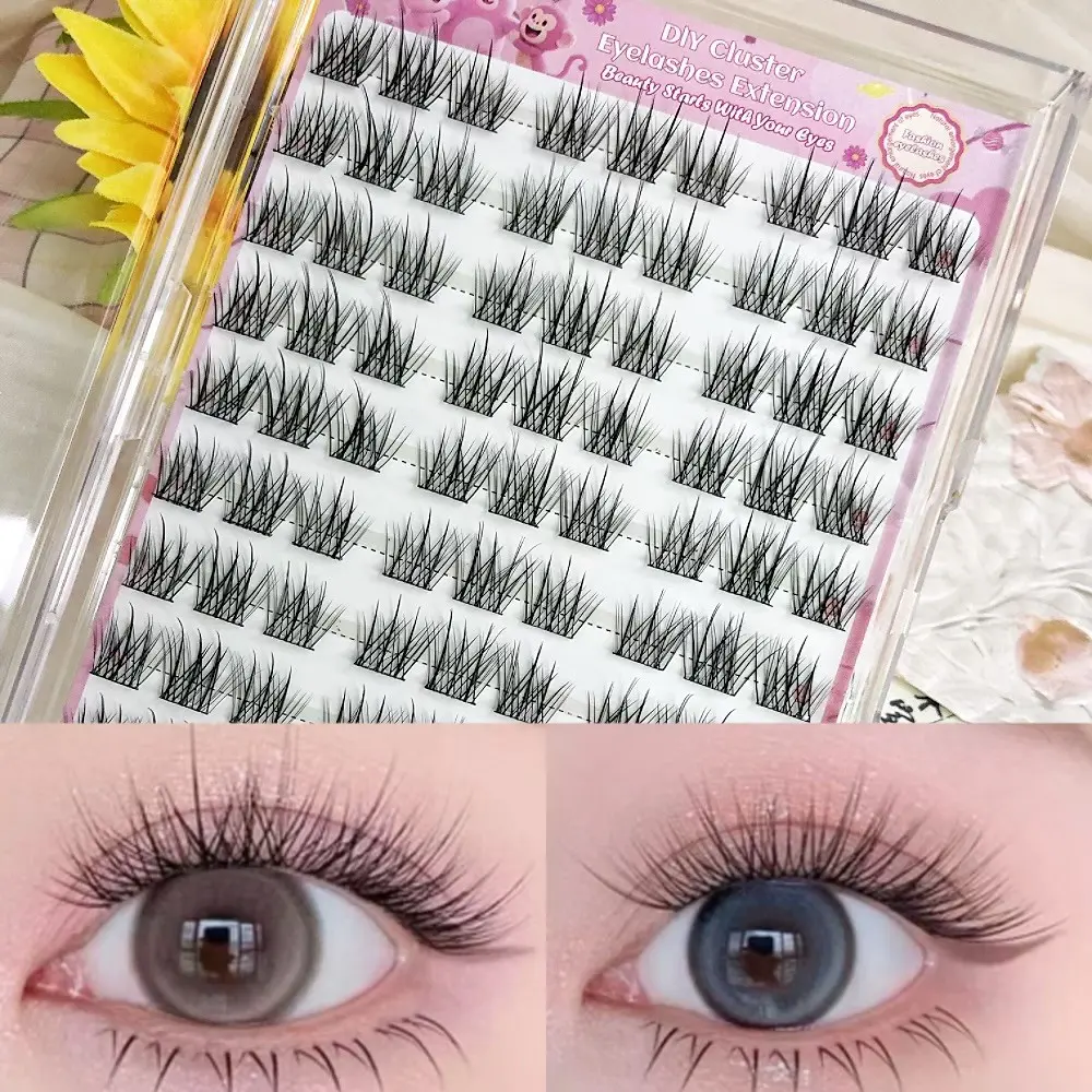 Directly Applied False Eyelashes, 90pcs Korean Simple Glue-On Lashes, Segmented Design, Easy to Wear, Self-Adhesive False Eyelashes, High Quality Eyelashes