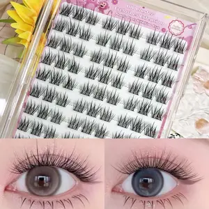 Directly Applied False Eyelashes, 90pcs Korean Simple Glue-On Lashes, Segmented Design, Easy to Wear, Self-Adhesive False Eyelashes