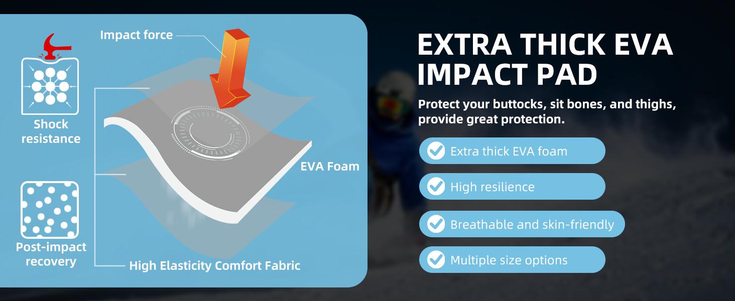 3D Hip Protection EVA Hip Pad Protective Thickened Shorts Anti-Collision Pad Impact Gear for Skiing Skating Snowboarding with 1.4cm EVA Foam Quick-Drying Breathable Fabric stomp pad snowboard ski jumper suit pants