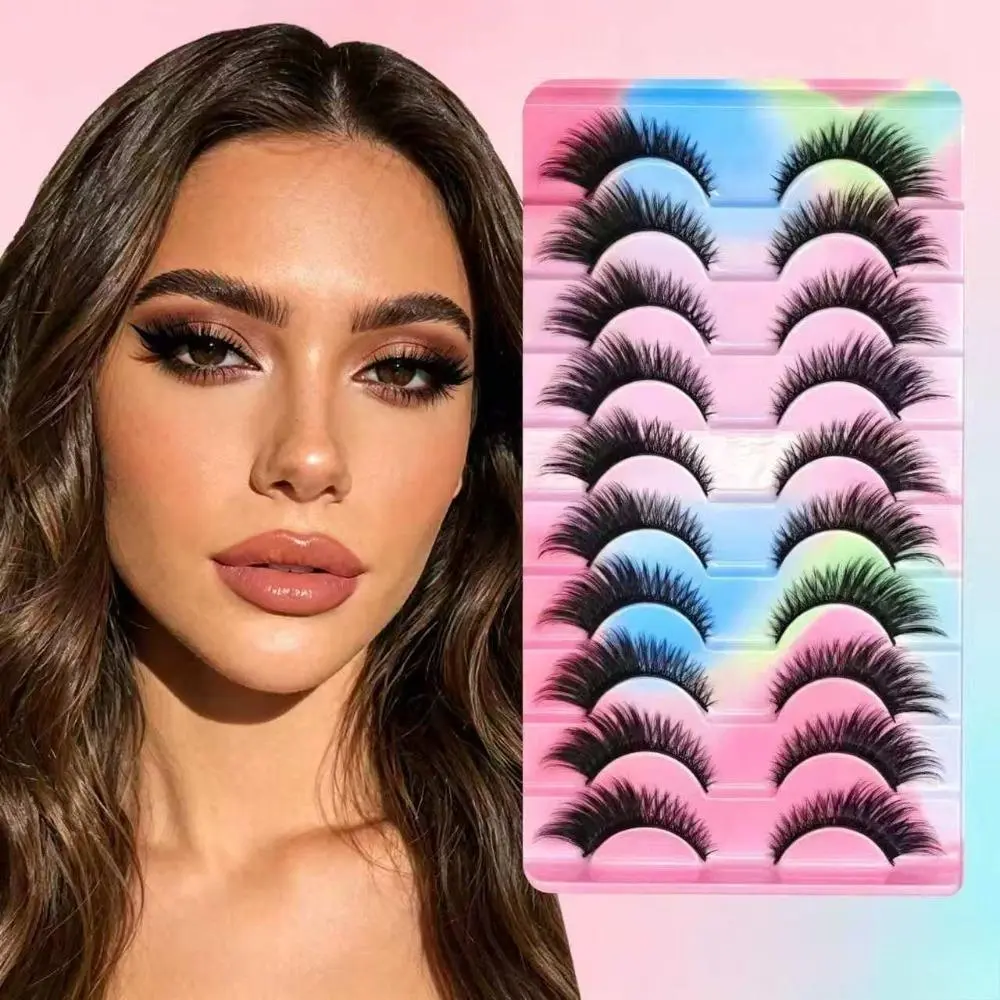 Fox Eye & Cat Eye False Eyelashes, Multi-Layer Thick Faux Mink Lashes, Elongated Outer Corner Design Natural Dramatic Eye Makeup Lashes for Daily & Party Looks