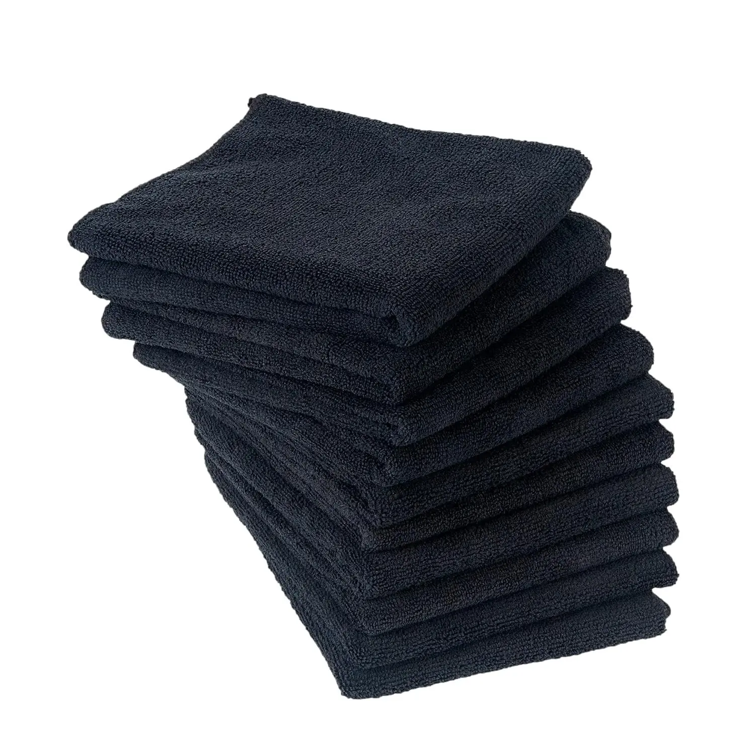 Traditional Synthetic Microfiber Salon Towels - Bleachproof, Ultra Absorbent, Quick Drying, Soft, Lightweight, Durable - 16x29 In, 10-Pack Black Towels for Hair Styling, Spa Use