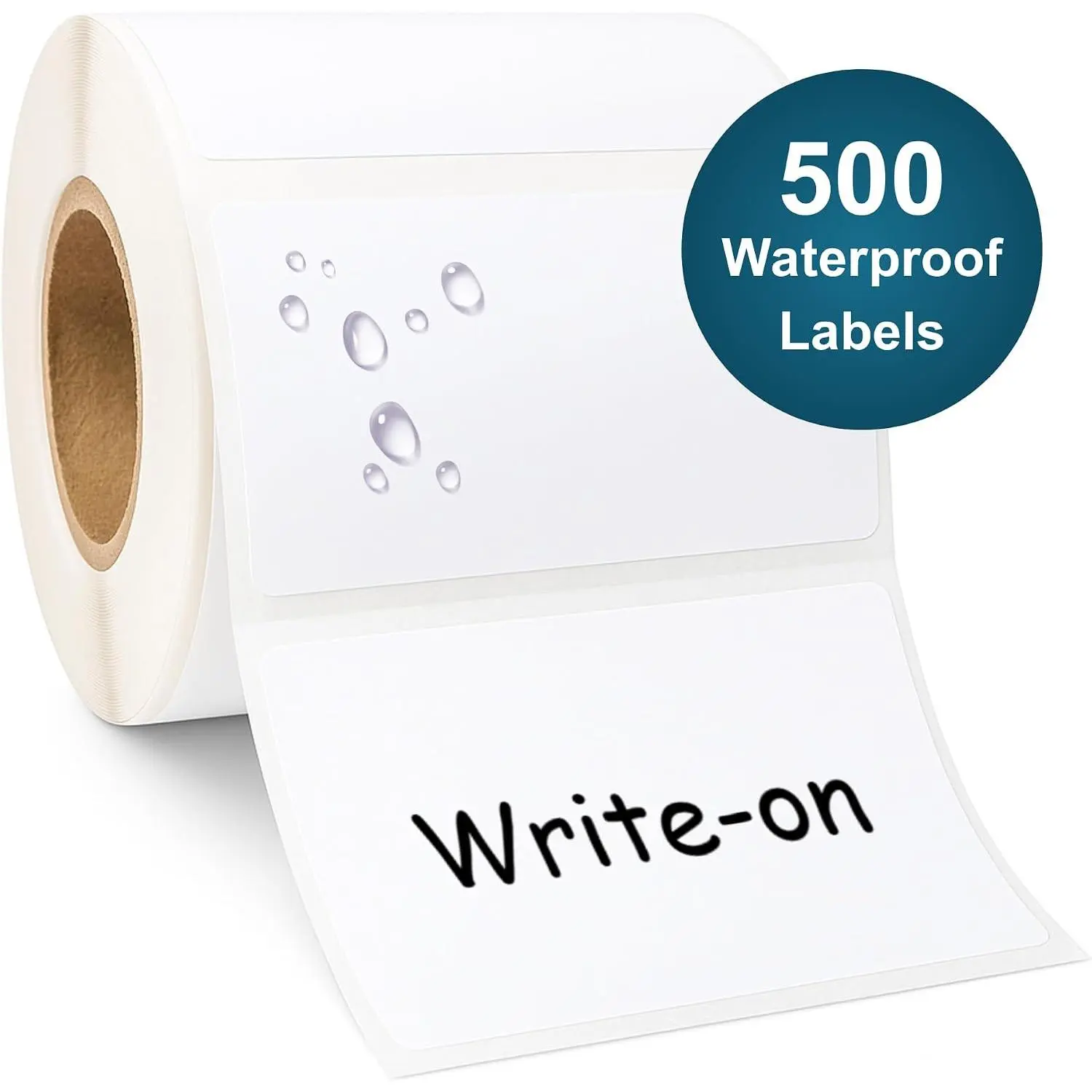 Blank  Label Stickers, Medium White Write- Polypropylene Labels with  Permanent Adhesive, 70mm x 40mm (2.8” x 1.6”) 500/Roll, for Bottles, Storage Bins, Pantry & Cleaning Supplies