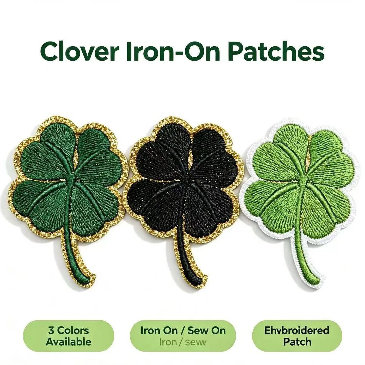 20 four-leaf clover pattern ironing patches – fun design – easy to sew or iron, durable fabric badges suitable for personalizing jackets, bags, DIY crafts, and more