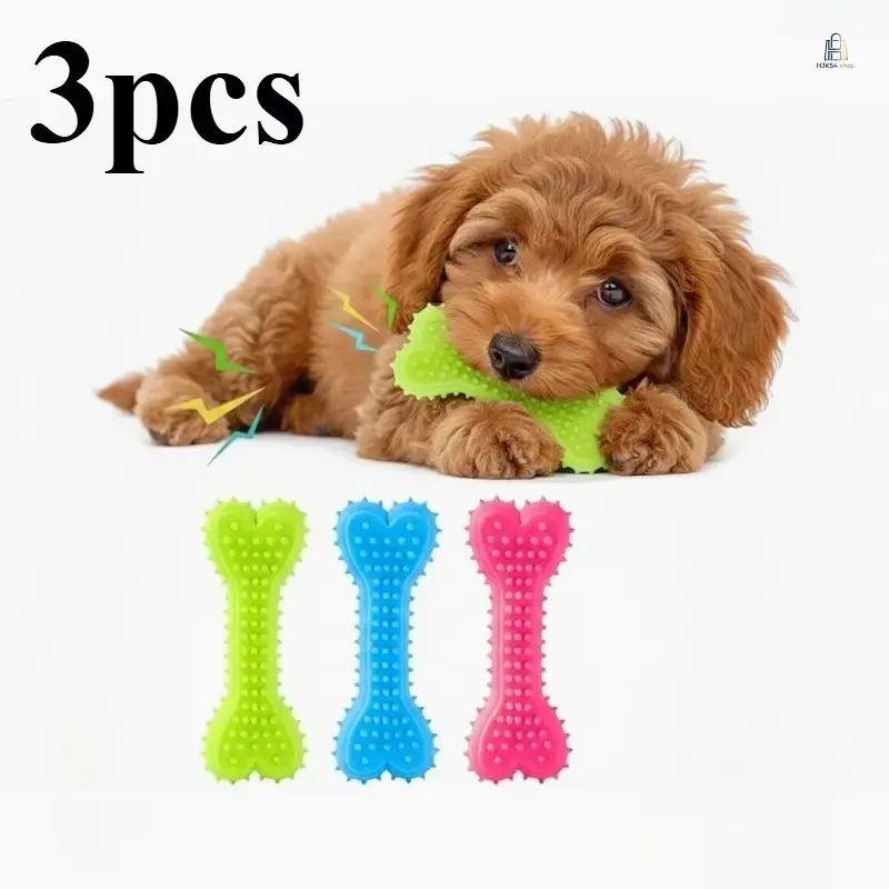 3 Pack 3pcs Non-Woven Dog Chew/Bone Toys - Durable, Bite-Resistant Dental Care Toys for Puppy Teething