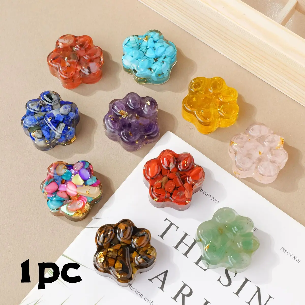 1PC Natural Crystal Stone Mini Cat's Paw Statue, Reiki Healing Figurine for Positive Energy, Feng Shui Amulet for Home & Office Decor